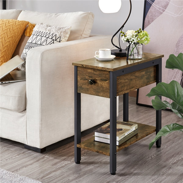 Borough Wharf Featherstone Narrow 2 Tier Side Table with Storage